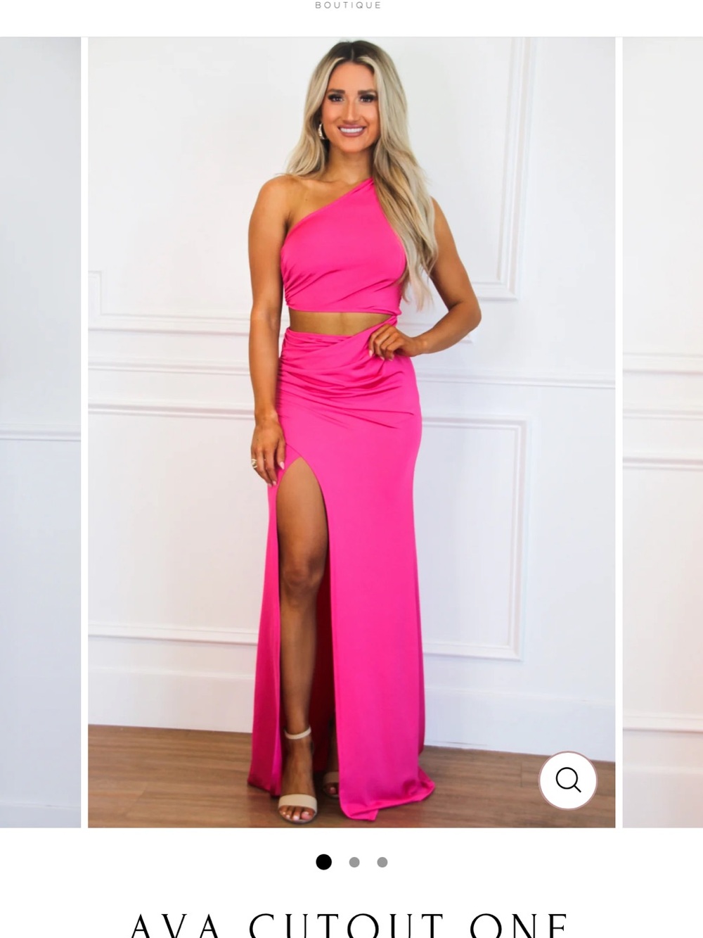 Ava One-Shoulder Cutout Maxi Dress in Hot Pink